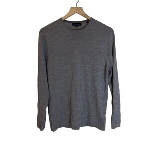 Patrick Assaraf Sweater Medium Grey Extrafine Merino Wool Crew Neck Long Sleeve